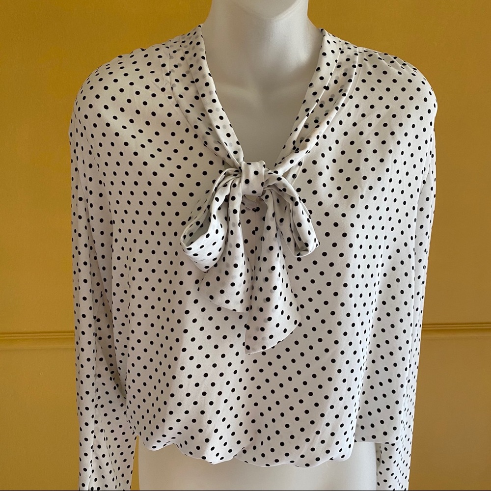 🍒AGACI WHITE DOTS BLOUSE LACE DOWN SIZE LARGE